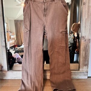 Hollister Brown Flare Cargo Pants